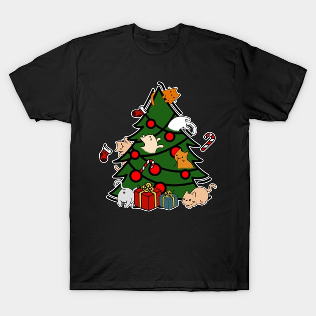Christmas tree cats T-Shirt by GlanceCat